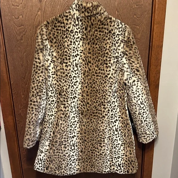 Women's 1 Madison Faux Fur Cheetah Print Reversible Quilted Down Coat Size M - Picture 3 of 10